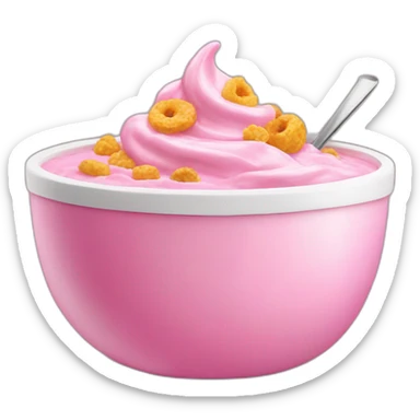 pink iogurt with cereal as topping on a bowl sticker