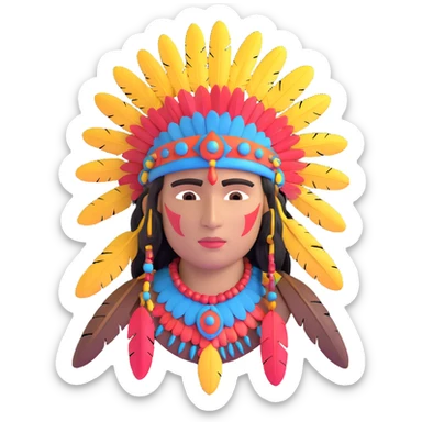 Toltec warrior with feathered headdress sticker