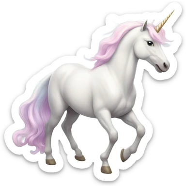 Fullbody White unicorn with pastel color mane  sticker