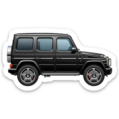 Mercedes G-Class SUV side view black color, in the style of Apple emoji sport utility vehicle, rounded, cartoonish, glossy, simple details sticker