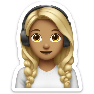 Girl with blonde and brown hair with headphones sticker