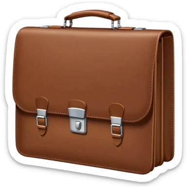  business briefcase slightly open with paper documents visible inside. sticker