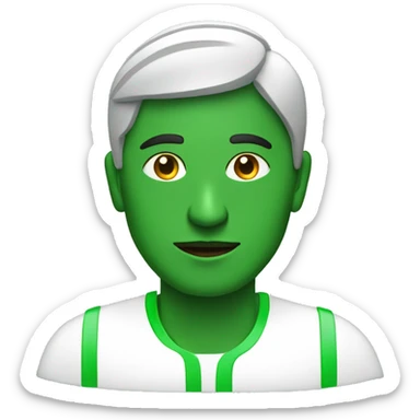 indian man using computer with green lines coming from him sticker