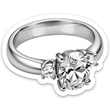 silver band oval engagement ring sticker