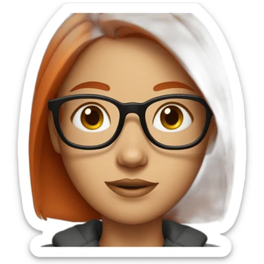 girl with glasses and red tip hair sticker