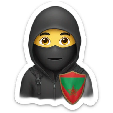 A thief wearing a Moroccan flag mask sticker