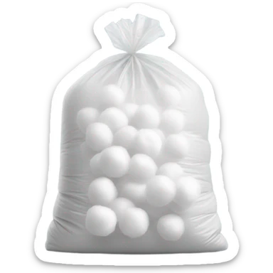  plastic bag of cotton balls no face, realistic sticker