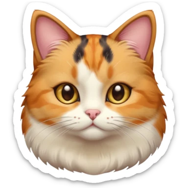 calico cat with cute slim face, small head, hazel eyes, and short but chubby body sticker