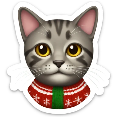 Cat wearing a Christmas sweater  sticker