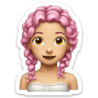 girl with colored hair, braids in bath foam sticker