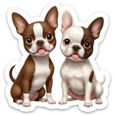 Skinny brown Boston terrier and all white French bulldog sticker