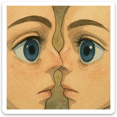 anatomically correct human eyes touching each other in ghibli style sticker
