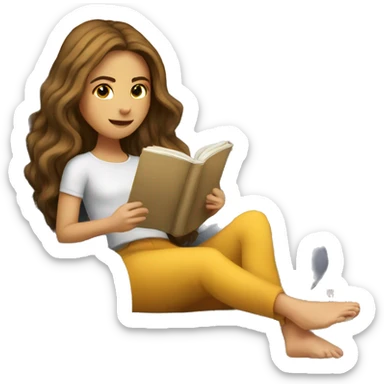 long hair white girl reading a book in cozy chair  sticker