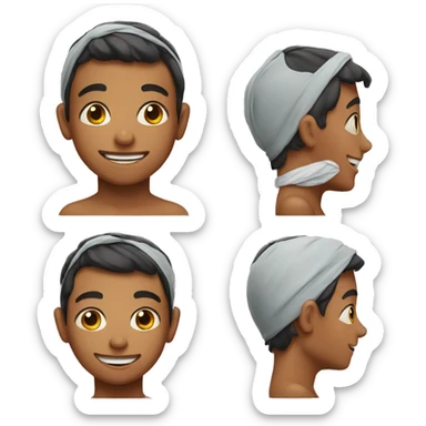 smiling boy with bra on head sticker