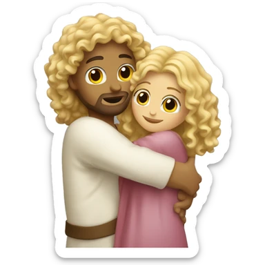 Blonde curly hair hugging Jesus sticker