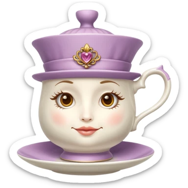 Madeleine Hatter inspired teacup with face sticker