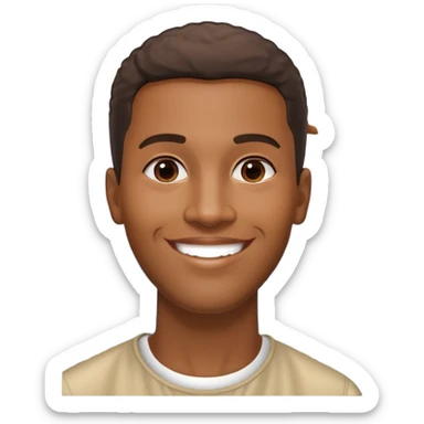 smiling black man with big teeth, standard male haircut, oval face, with Christ the Redeemer statue in the background, Rio de Janeiro, no glasses sticker