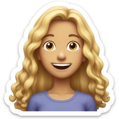Girl with long hair laugh  sticker