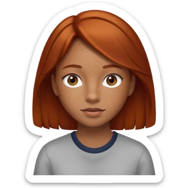 Girl with light brown skin auburn hair sticker