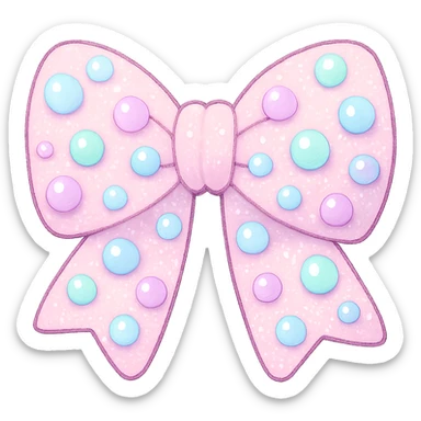 kpop bow with pastel beads and glitter, cute and trendy sticker