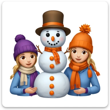 people making a snowman sticker