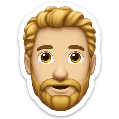 Hombre piel blanca cabello largo cafe con barba y cadena con dije de caballo grande en el cuello sticker