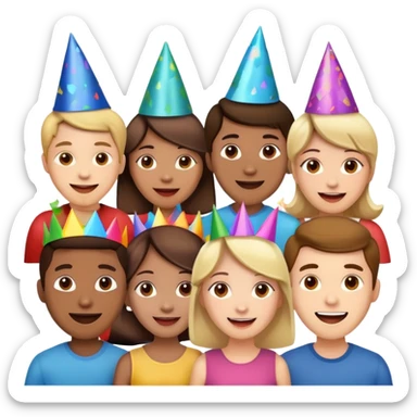 group of people wearing hats, cheerful expressions sticker