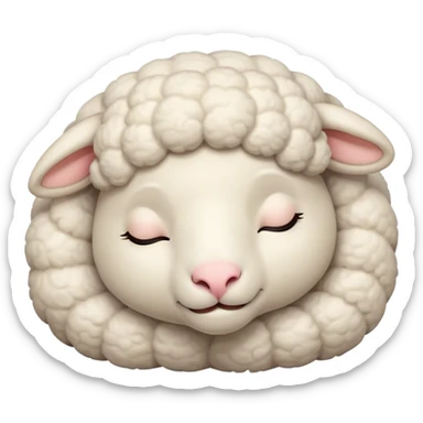 Meme-Worthy Cute Sleeping Sheep Portrait Emoji, Head resting peacefully with a contented smile, showcasing a robust build and a luxuriously soft white fleece, eyes shut in a serene, restful nap, Simplified yet hilariously adorable features, highly detailed, glowing with a soft, drowsy light, high shine, relaxed and utterly lovable, stylized with an air of playful laziness, bright and heartwarming, soft glowing outline, capturing the essence of a comically sleepy sheep, so meme-worthy it feels like it could instantly become the next viral sensation of adorable slumber! sticker