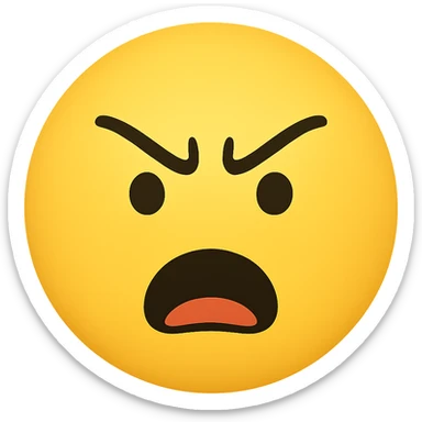 Make the emoji have basic, classic emoji eyes as simple black dots, keep the eye twitching in rage, preserve the yellow head and transparent background. The style should resemble classic yellow emoji style with simple black dot eyes and expressive rage twitching. sticker