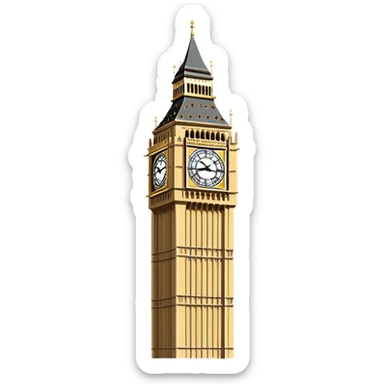 Simplest possible Big Ben tower with flat colors sticker