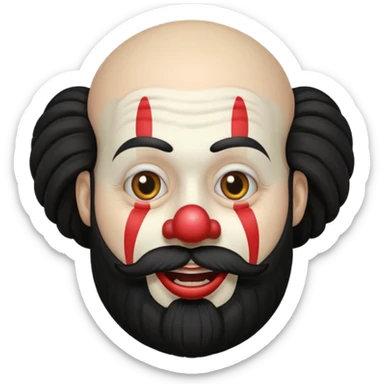 Longest black hair and beard clown bald sticker