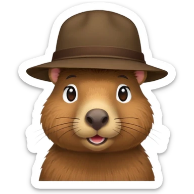 Capibara with a hat sticker