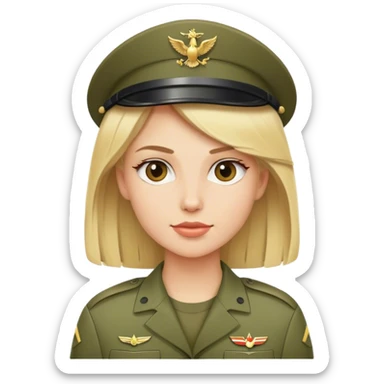 blonde military woman sticker