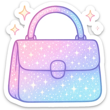 girly sparkling mini purse, pastel colors, no background sticker