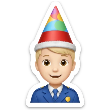 a little boy with birthday hat, wearing uniform student















 sticker