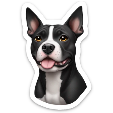black and white american staffy with pointy ears sticker