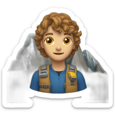 une main tenant un clip d'escalade devant une montagne sticker