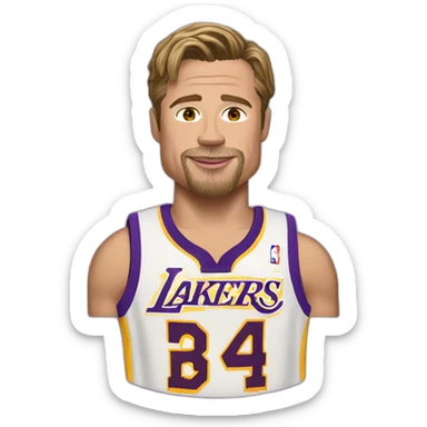 brad pitt with lakers jersey sticker