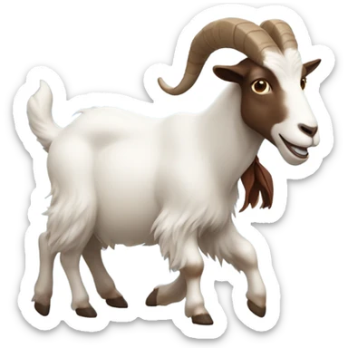 Goat kicking man with brown hair  sticker