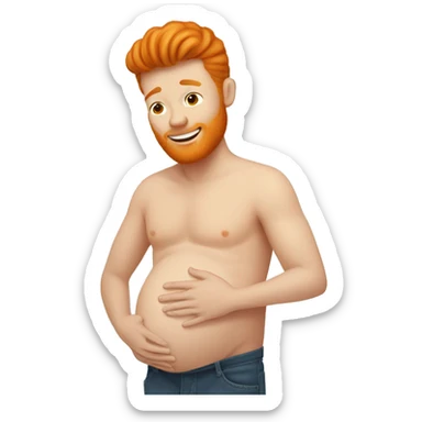 A ginger man who is pregnant and rubbing his belly  sticker