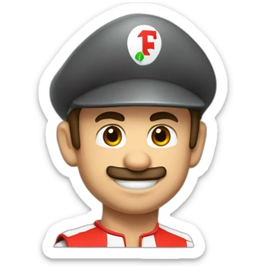 mario as ferrari formula one driver sticker