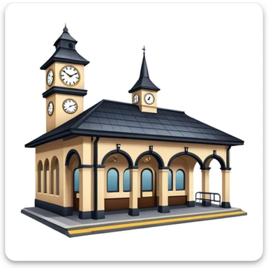train station with platforms and clock tower sticker