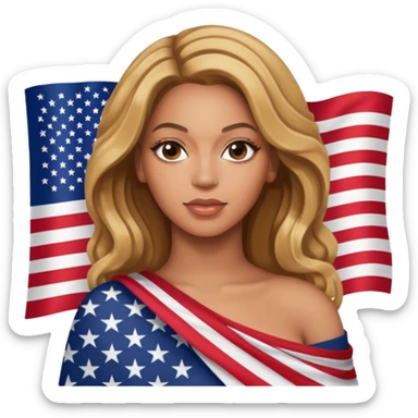 Beyonce with holding an american flag sticker