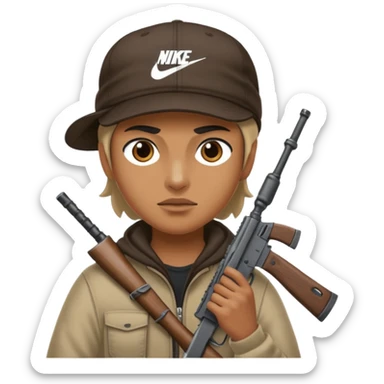 Emoji con arma y gorra Nike pero bandido sticker