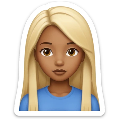 Black girl with long straight blonde hair sticker