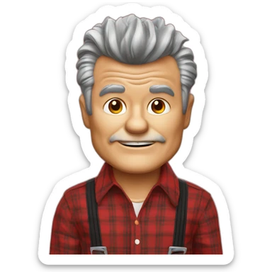 fred willard old skinny spiked hair red plaid shirt with suspenders sticker