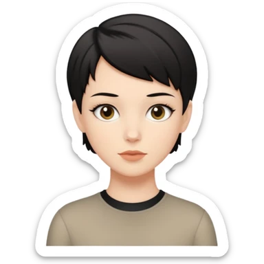 White girl with black short hair cut look like a boy sticker