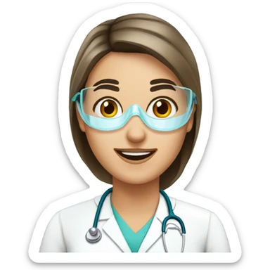 european doctor-woman-happy with mask sticker