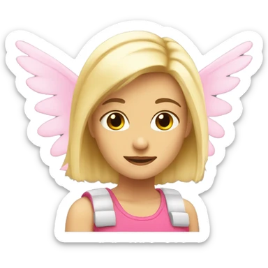 Blonde girl ￼with pink wings  sticker
