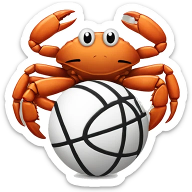 Crab with a basketball sticker